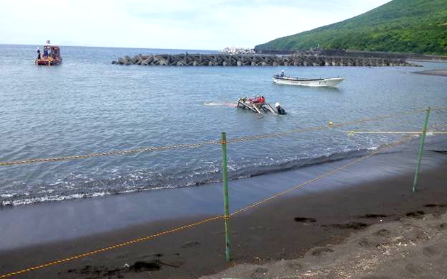 Burying of communication cable at Ibusuki