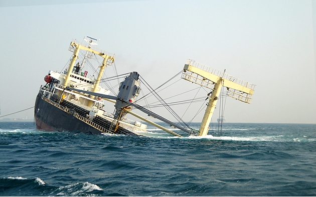 Inclined ship rescue work